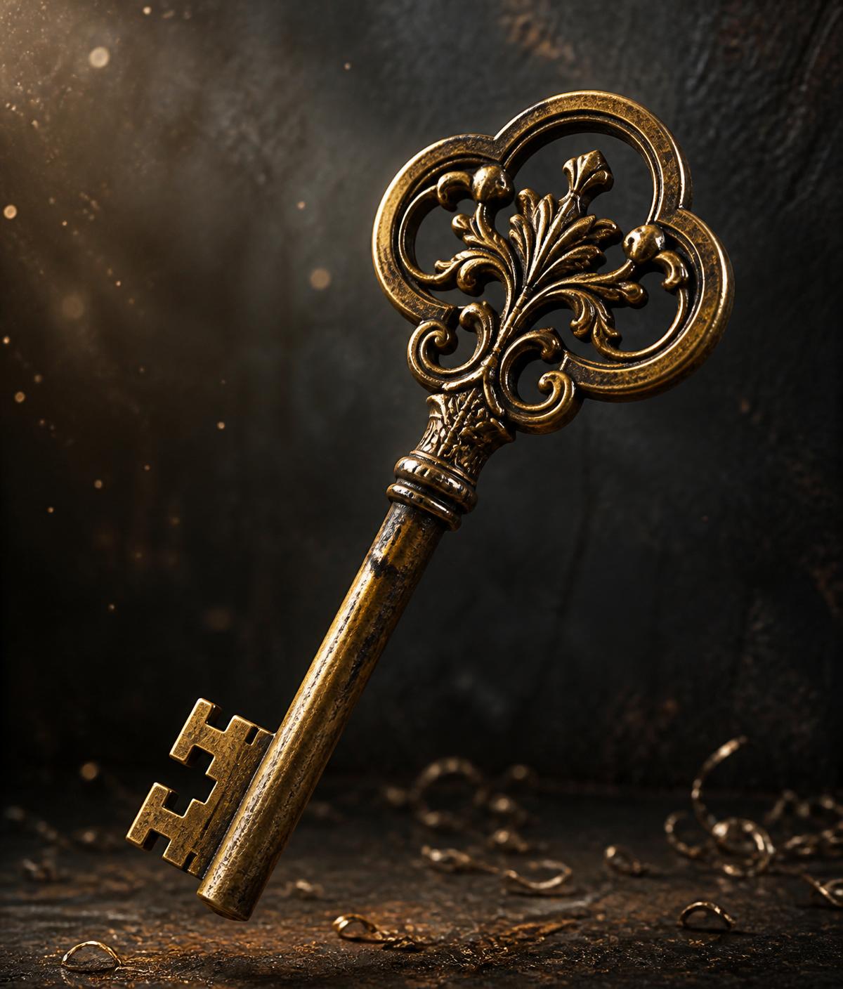 Ornate brass key